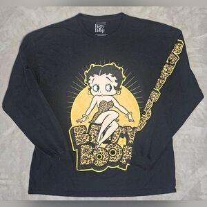 Betty Boop Vintage Long Sleeve Shirt 2X  Black With‎ Betty Boop Image.